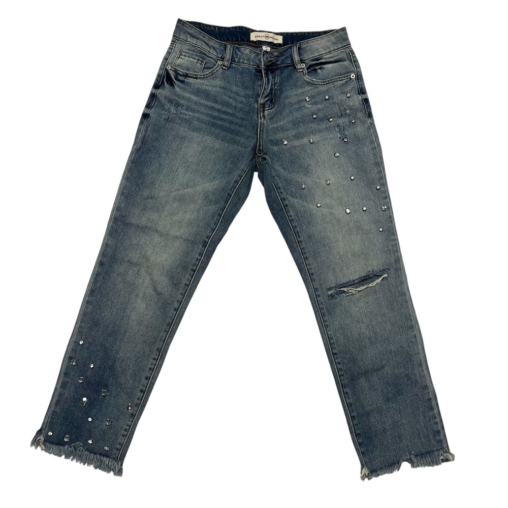 Ashley Mason‎ Rhinestone Embellished Distressed Jeans Size 3